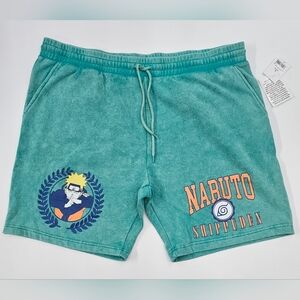 Naruto Shippuden Jogger Shorts XL, 2007 Naruto Uzumaki, Teal, New w/Tags
